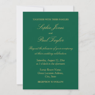 Invitación a la Boda Dorada Verde Hunter