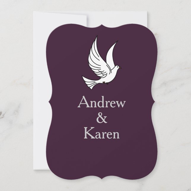 Invitación a la boda Dove Plum & Silver (Anverso)