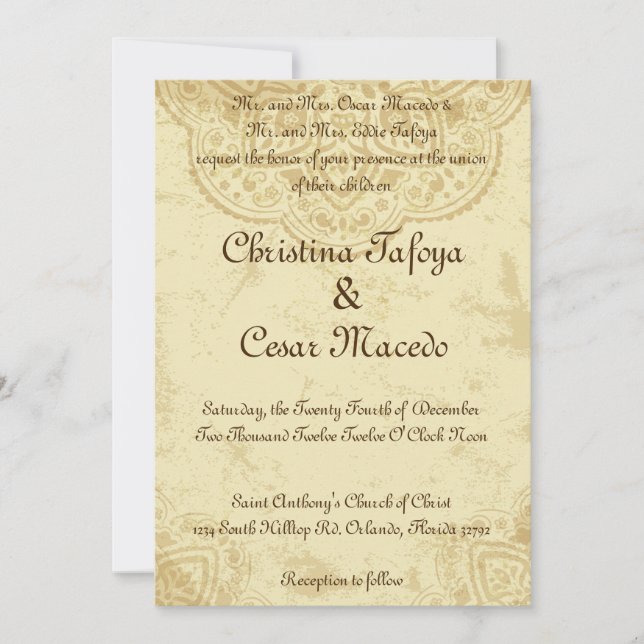 Invitación a la boda: Doyle indio marroquí (Anverso)