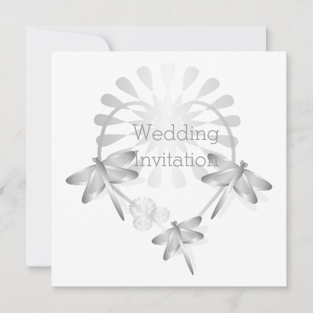 Invitación a la boda Dragonflies Corazón (Anverso)