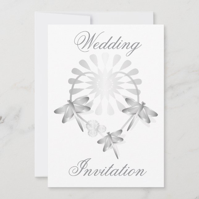 Invitación a la boda Dragonflies Corazón (Anverso)