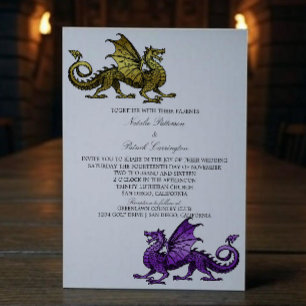 Invitación a la Boda Dragónica Medieval Púrpura de
