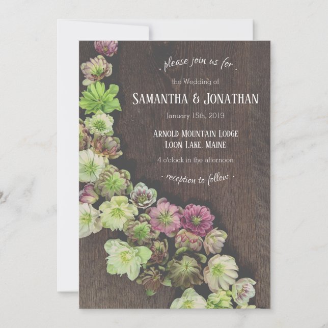 Invitación a la boda DRAMATIC Garden Hellebore (Anverso)