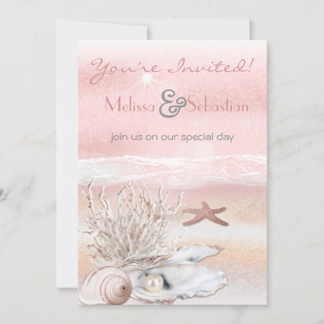 Invitación a la boda Dream Shore Beach Peach (Anverso)