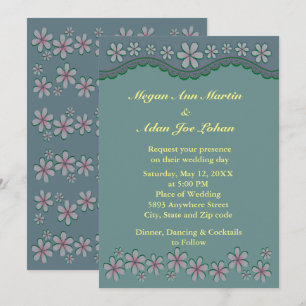 Invitación a la boda dura de seis Petales verdes