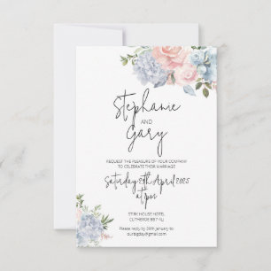 Invitación a la boda Dusky Blue y Rubor