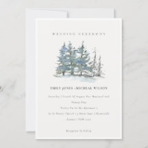 Invitación a la boda Dusky Green Pine Tree Woods