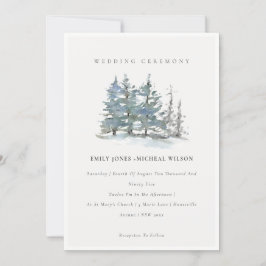 Invitación a la boda Dusky Green Pine Tree Woods