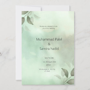 Invitación a la boda ecológica verde y negra