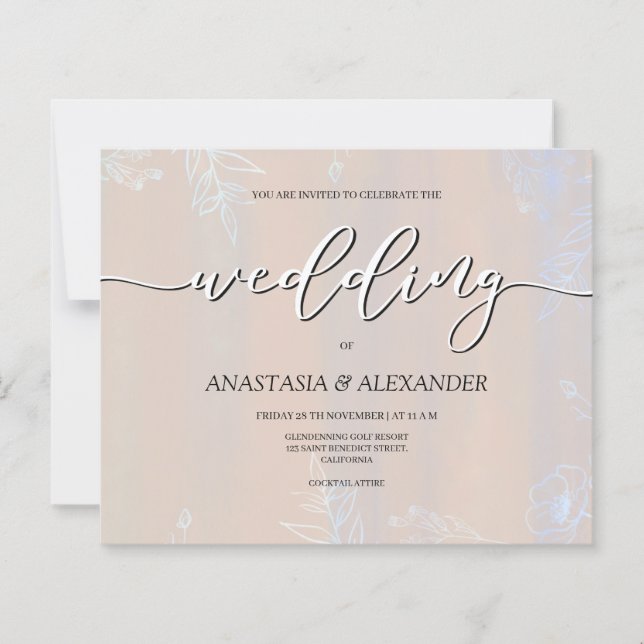 Invitación a la boda económica. Lámina de papel (Anverso)