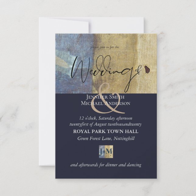 Invitación a la boda económica moderna de la Marin (Anverso)