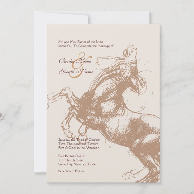 Invitación a la Boda Ecuestre Vintage (Anverso)