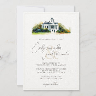 Invitación a la boda - Edificio histórico en acuar