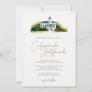 Invitación a la boda - Edificio histórico en acuar