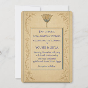 Invitación a la boda egipcia real Lotus Gold
