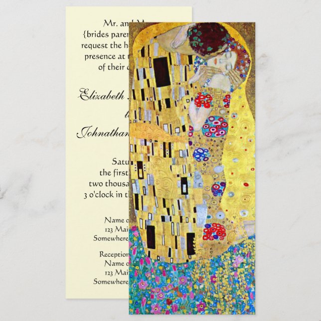Invitación a la boda; El beso de Gustav Klimt (Anverso / Reverso)