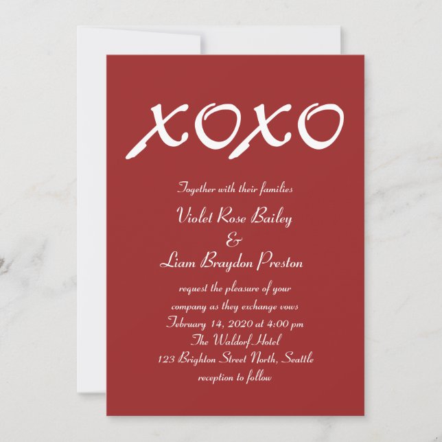 Invitación a la boda el día de San Valentín (Anverso)