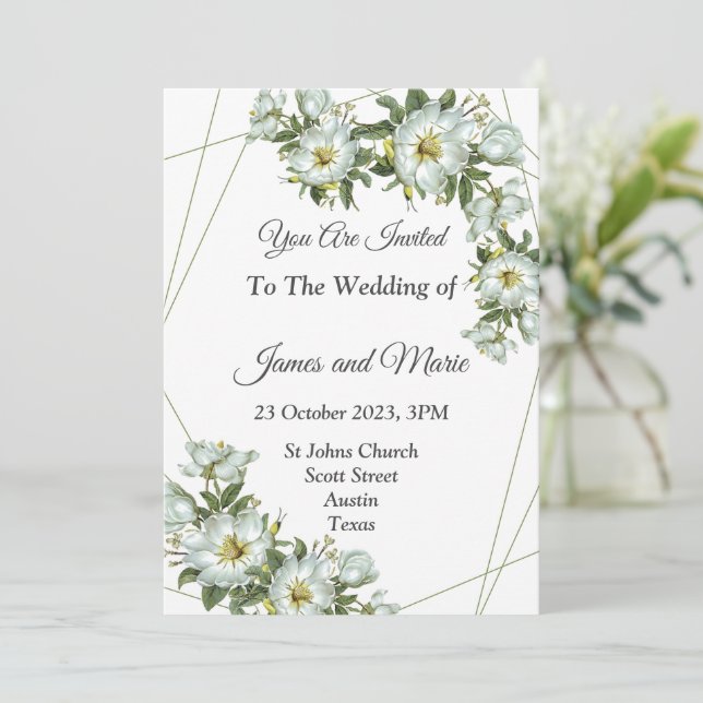 Invitación a la boda elegante, (Anverso de pie)