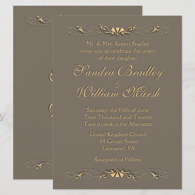 Invitación a la boda elegante (Anverso / Reverso)