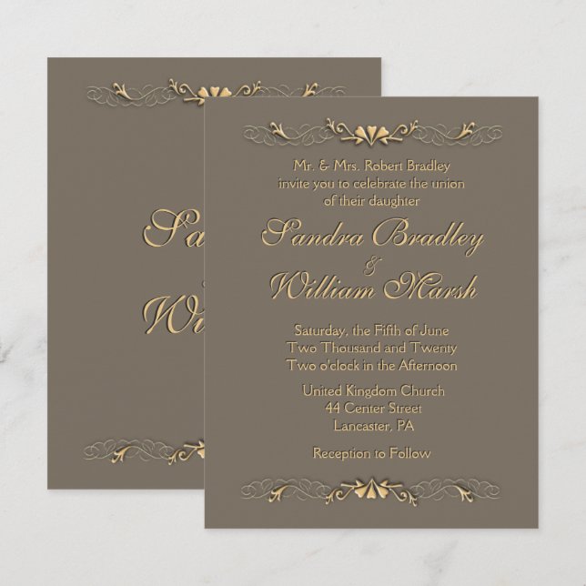 Invitación a la boda elegante (Anverso / Reverso)