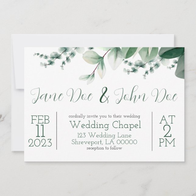 Invitación a la boda elegante (Anverso)