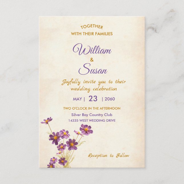 Invitación a la boda elegante (Anverso)