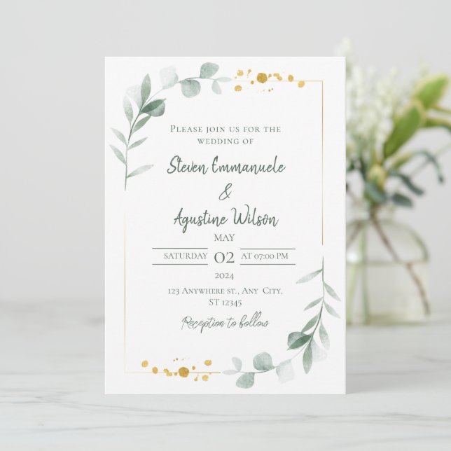 Invitación a la boda elegante (Anverso de pie)