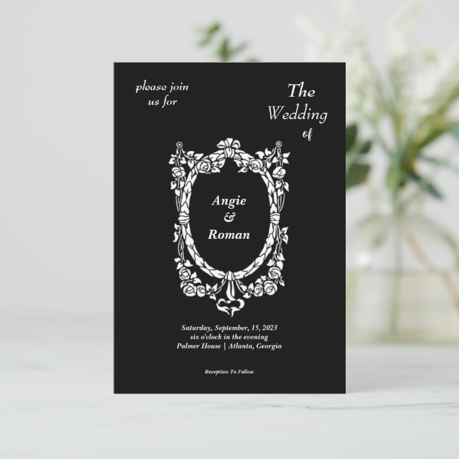 Invitación a la boda elegante (Anverso de pie)