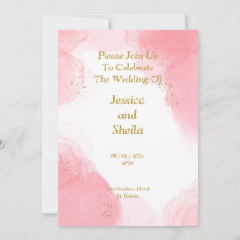 Invitación a la boda elegante, acuarela rosa