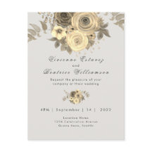 Invitación a la boda elegante amarillo rosa pálido