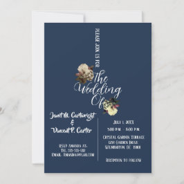 Invitación a la boda elegante azul real