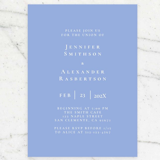 Invitación a la boda elegante azul y blanca (Subido por el creador)