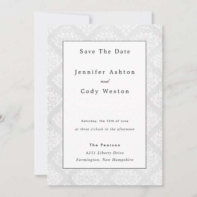 Invitación a la boda elegante blanca del Clásico d (Anverso)