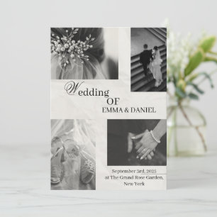 Invitación a la boda elegante - Blanco y negro