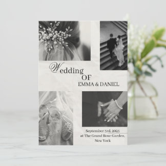 Invitación a la boda elegante - Blanco y negro