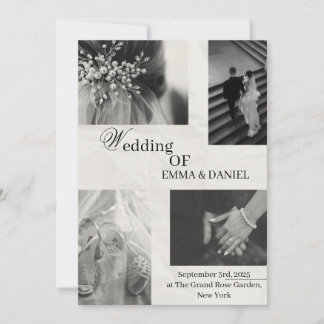 Invitación a la boda elegante - Blanco y negro