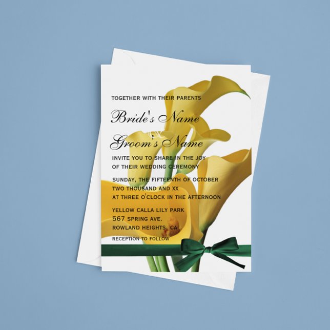 Invitación a la boda elegante Calla Lilies amarill (Subido por el creador)