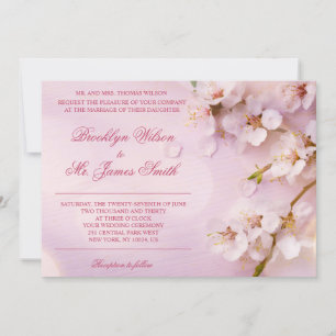 Invitación a la boda elegante con flores de cerezo