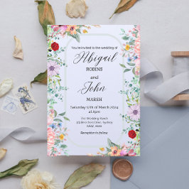 Invitación a la boda elegante con flores silvestre