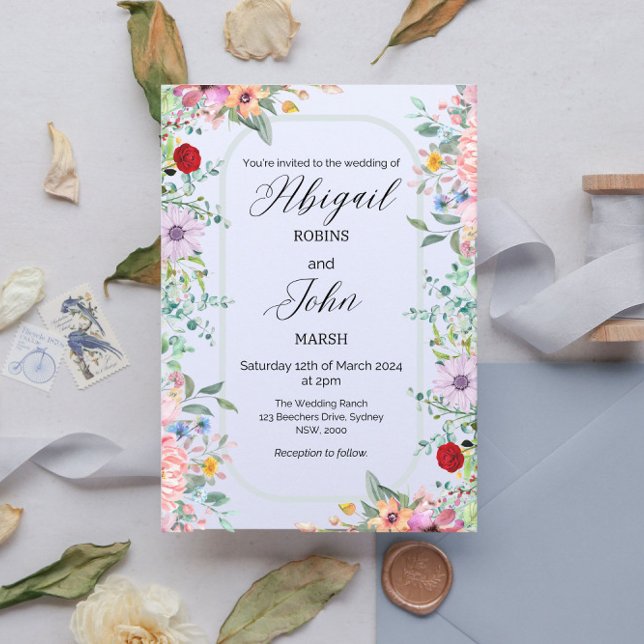 Invitación a la boda elegante con flores silvestre (Subido por el creador)