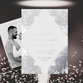 Invitación a la boda elegante con hielo plateado F