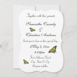 Invitación a la boda elegante con mariposa de cola