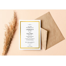 Invitación a la boda elegante con monograma dorado