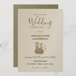 Invitación a la boda elegante con oro moderno de p