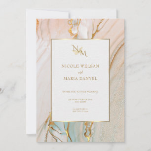 Invitación a la boda elegante con tinta de alcohol