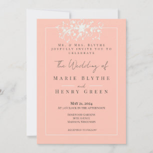 Invitación a la Boda Elegante Coral & Cream Filigr