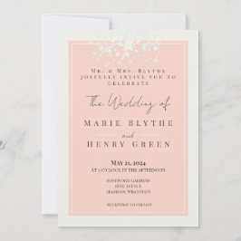 Invitación a la Boda Elegante Coral & Cream Filigr