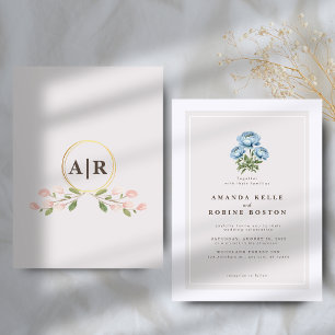 Invitación a la boda elegante de Blue Peony