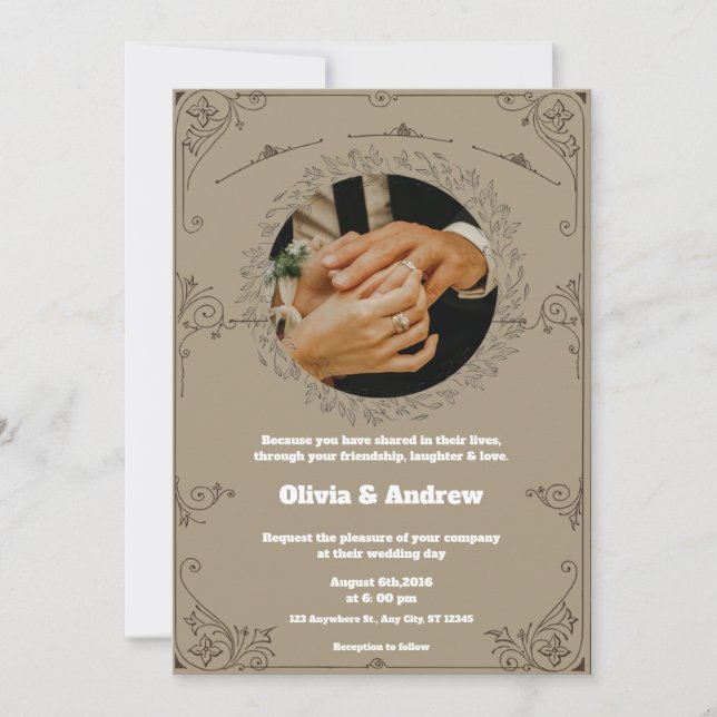 Invitación a la boda elegante de Brown (Anverso)