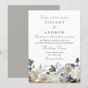 Invitación a la boda elegante de color gris y colo